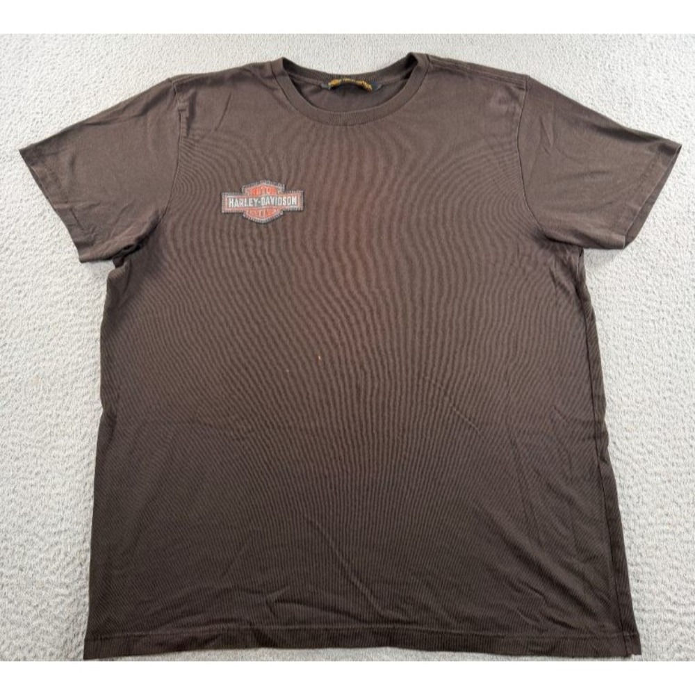 Harley Davidson Logo Shirt Men Motorcycles Brown Bar & Shield Biker Tee Stitched
